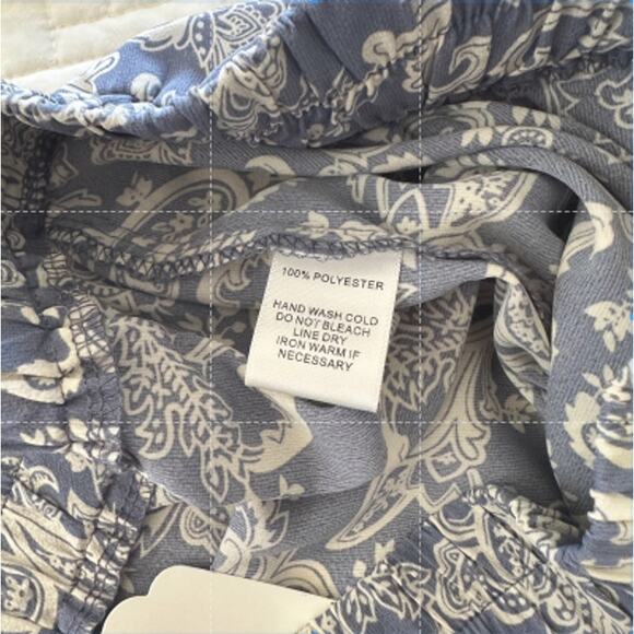 NWT Mittoshop Wide Leg Pants Elastic Waist Paisley Blue and Cream Size Large - Picture 4 of 7